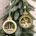 New Year 2022 1PC 2D 3D Christmas Ornament Wooden Hanging Pendants Star Xmas Tree Bell Christmas Decorations For Home Navidad